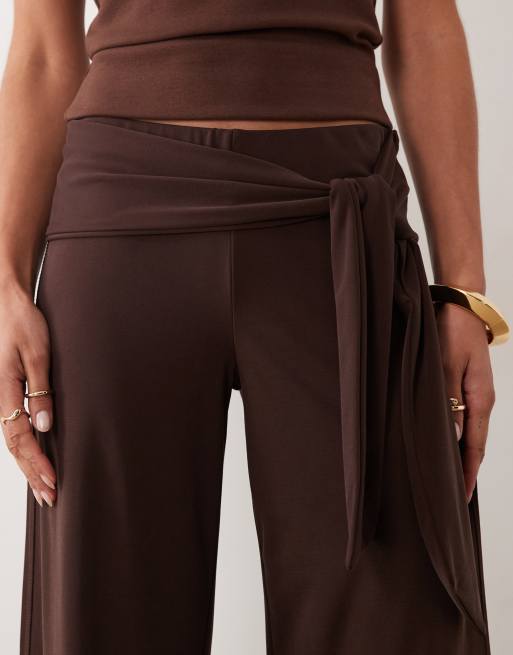 Cotton On Honey tie pants in brown, 4 of 5