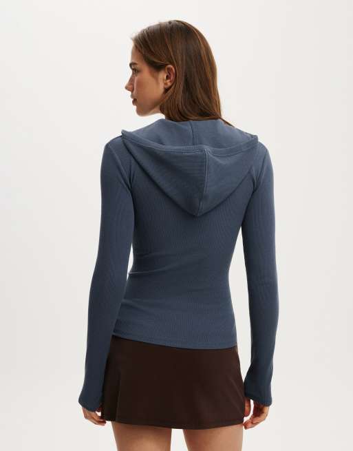 Cotton On Hooded blake henley long sleeve in navy, 3 of 4