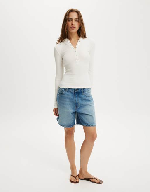 Cotton On Hooded blake henley long sleeve in white, 2 of 4