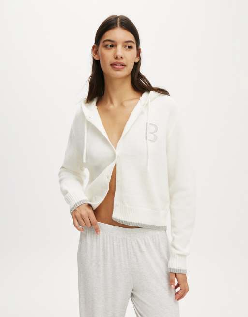Cotton On Hooded button up cardi in white  - WHITE