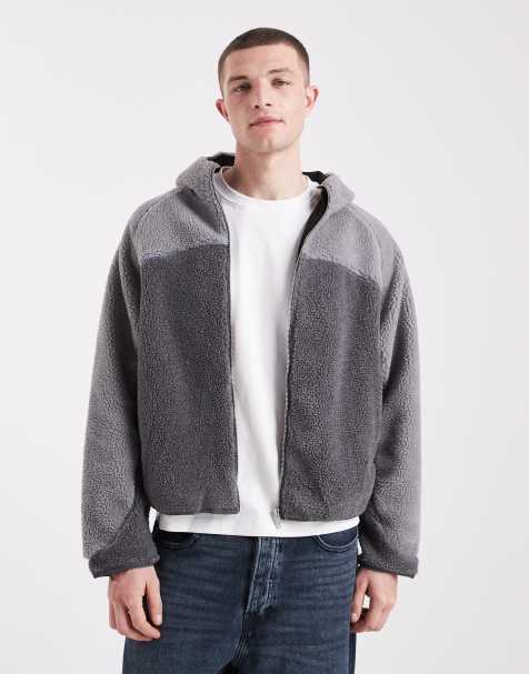 Cotton On hooded teddy panelled jacket in grey - view 1