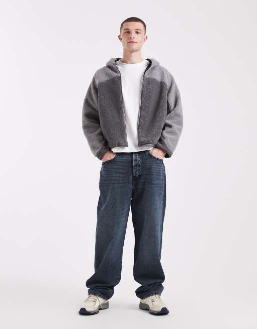 Cotton On hooded teddy panelled jacket in grey, 2 of 5