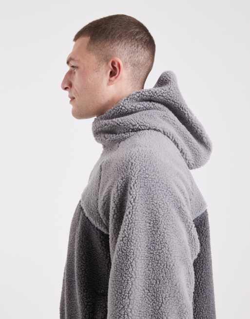 Cotton On hooded teddy panelled jacket in grey, 4 of 5