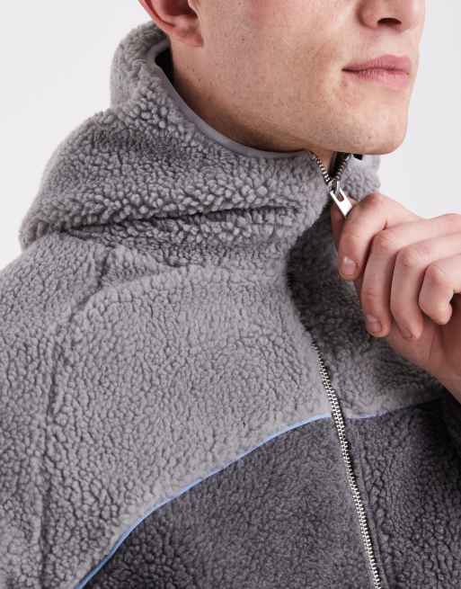 Cotton On hooded teddy panelled jacket in grey, 5 of 5