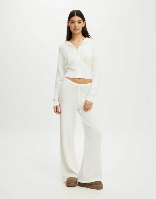 Cotton On Hooded zip up knit cardi in cloud dancer, 3 of 4