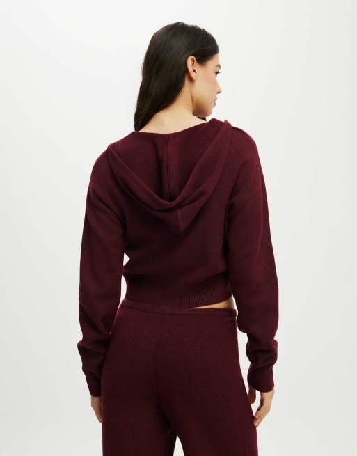 Cotton On Hooded zip up knit cardi in gingerberry, 4 of 4