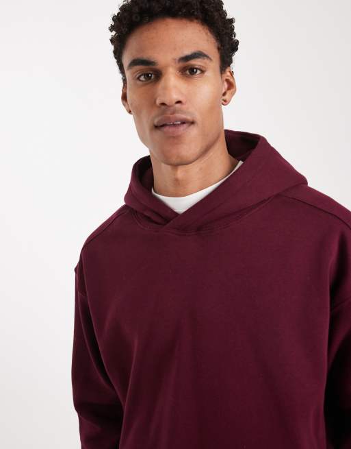 Cotton On - Hoodie met rechte pasvorm in fluweel pruimrood, 3 van 5