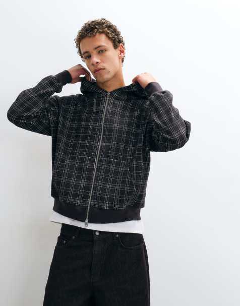 Cotton On hoodie met ritssluiting met zwartbruine ruit - view 1