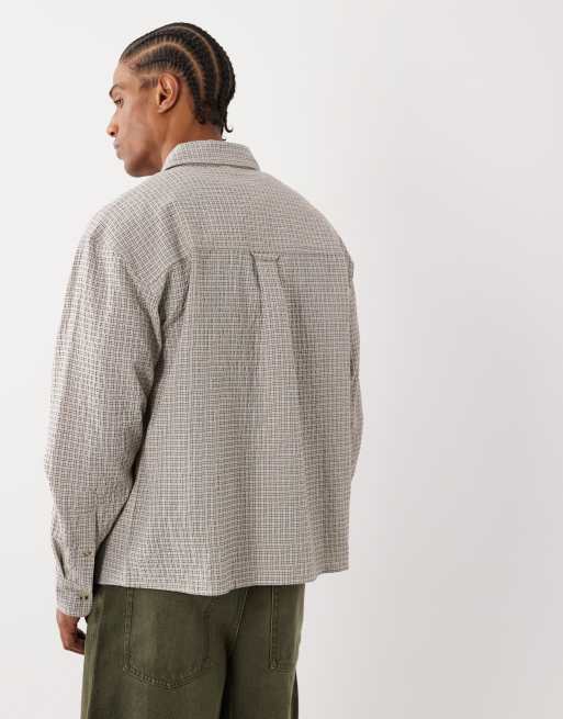 Cotton On – Hudson – Beige, smårutig skjorta med långa ärmar, 3 av 5
