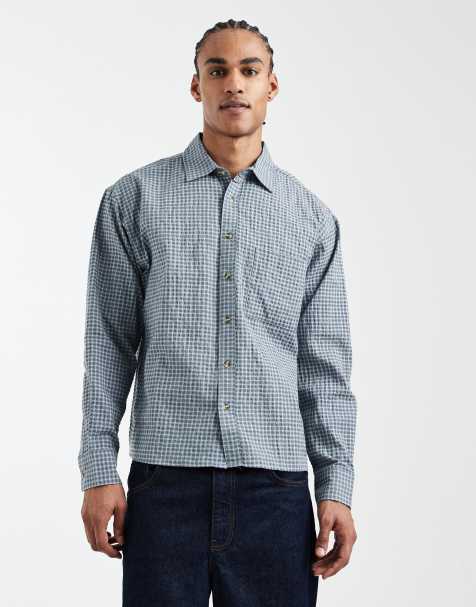 Cotton On - Hudson - Camicia a maniche lunghe blu a quadri micro - view 1