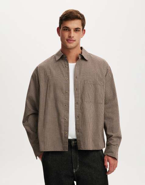 Cotton On Hudson long sleeve shirt in brown