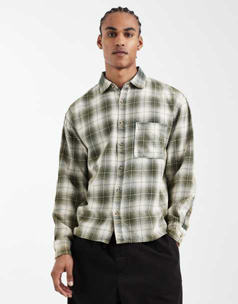 Cotton On Hudson long sleeve shirt in green check - view 1