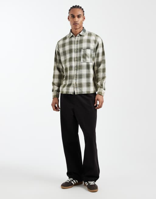 Cotton On Hudson long sleeve shirt in green check, 2 of 5