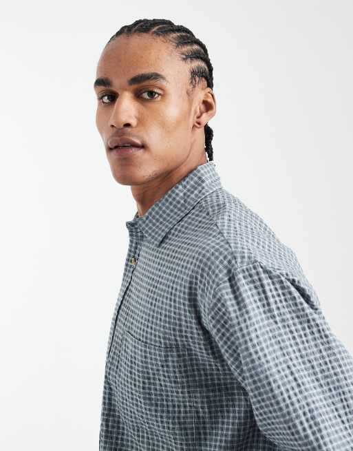 Cotton On - Hudson - Overhemd met lange mouwen en microruiten in blauw, 4 van 5