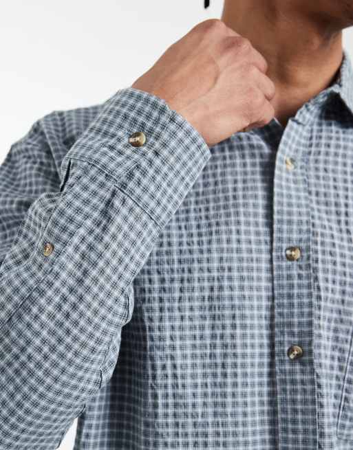 Cotton On - Hudson - Overhemd met lange mouwen en microruiten in blauw, 5 van 5