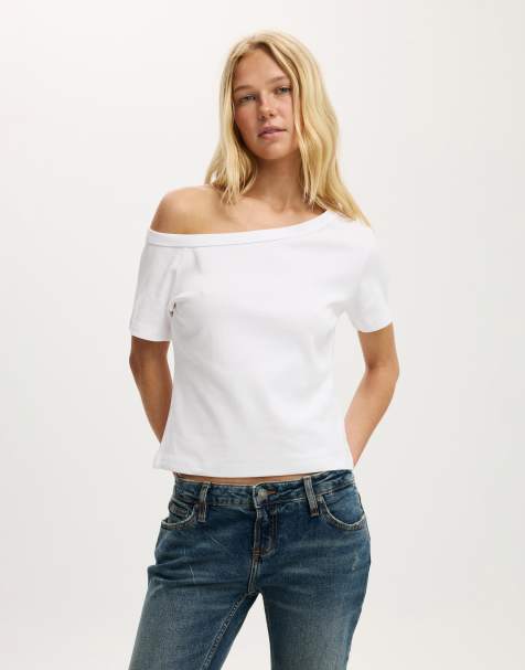 Cotton On - Hvid asymmetrisk T-shirt med korte ærmer - view 1