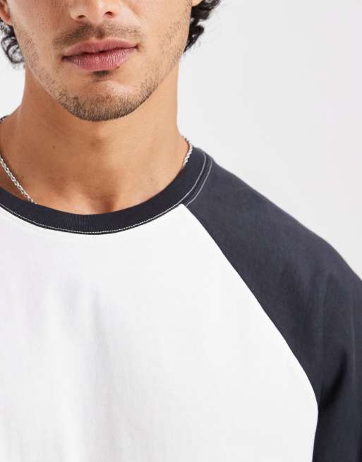 Cotton On - Hvid og langærmet T-shirt med sorte forvaskede raglandetaljer, 5 af 5