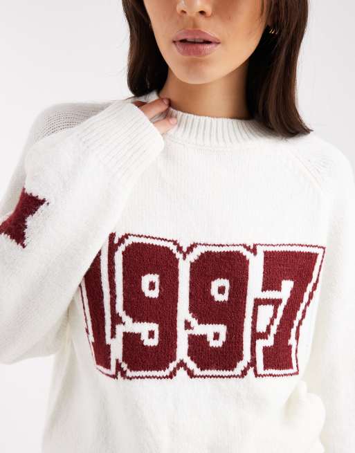 Cotton On - Hvid strikket loungetrøje med '1997'-grafik, 3 af 4