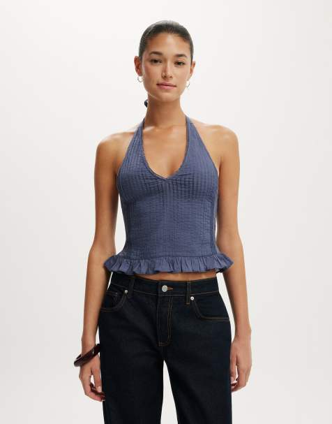 Cotton On Indigo halter top in navy - view 1