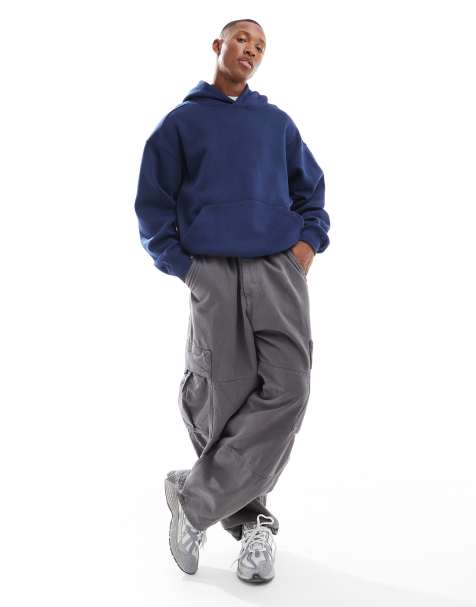 Cotton On - Indigoblå pullover-hættetrøje i firkantet pasform - view 1