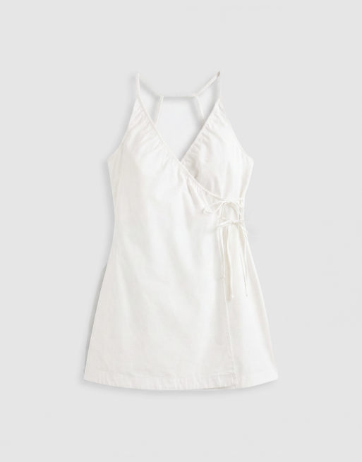 Cotton On – Isabelle – Vit miniklänning med omlottdesign och halterneck, 5 av 8