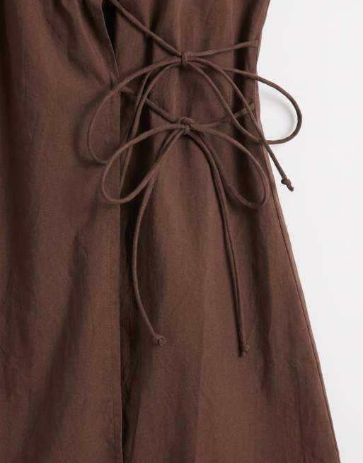 Cotton On isabelle wrap halter mini dress in rich mocha, 8 of 8