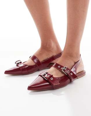  isla buckle slingback shoe in dark red