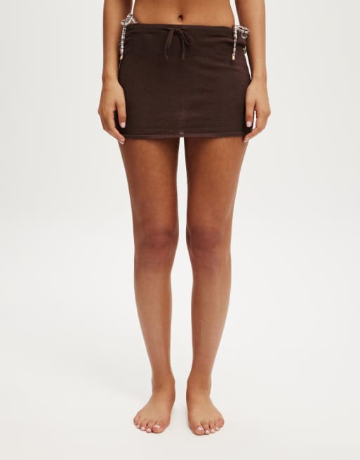 Cotton On Isla knit mini skirt in espresso, 2 of 4
