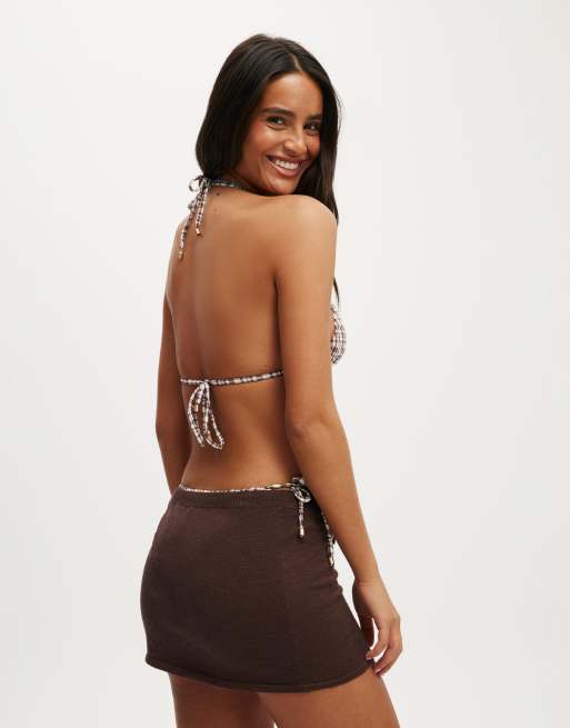 Cotton On Isla knit mini skirt in espresso, 4 of 4