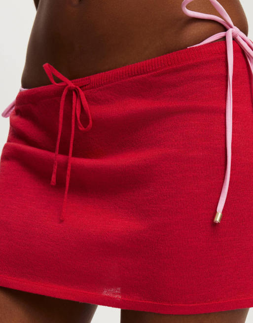 Cotton On Isla knit mini skirt in red, 2 of 4