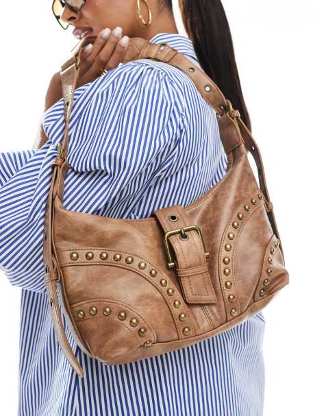 Cotton On isla underarm bag with studs in pecan - view 1