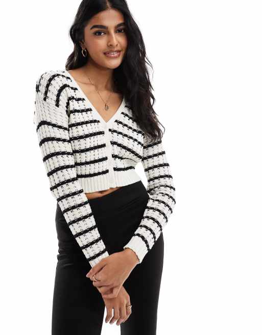 Cotton On – It's a Match – Randig, stickad kofta med v-ringning 