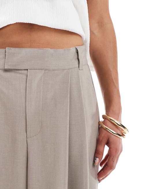 Cotton On – Izzy – Anzughose in Taupe meliert mit Bundfalten, 5 von 5