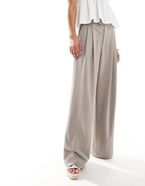 Cotton On - Izzy - Geplooide pantalon in gemêleerd taupe - view 1