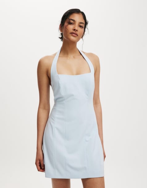 Cotton On Izzy halter suiting dress in blue  - MBLUE