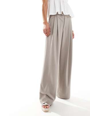 Cotton:On Cotton On izzy pleated suiting pant in taupe marle-Neutral