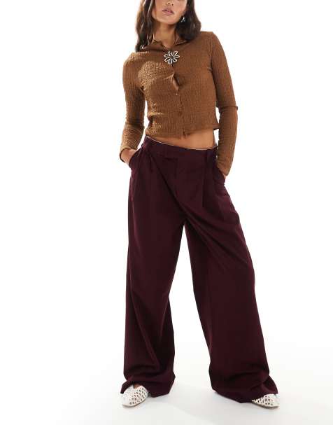 Cotton on izzy pleated trousers in sour cherry - view 1