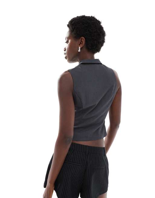 Cotton On izzy zip through vest in charcoal, 4 of 4