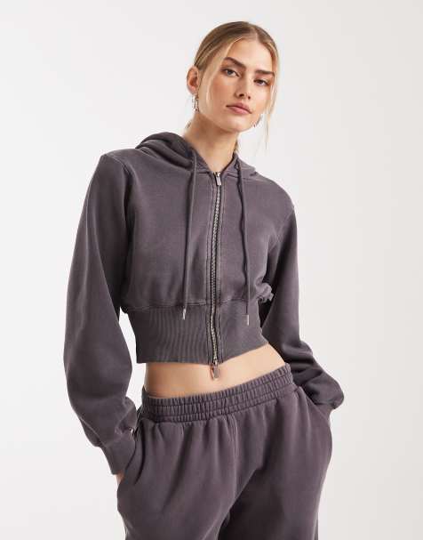 Cotton On – Jacke in Violettgrau mit konturierendem Reißverschluss - view 1