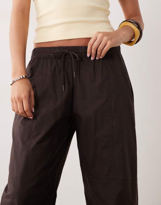 Cotton On Jackson pull on utility pants in dark oak, 3 of 5