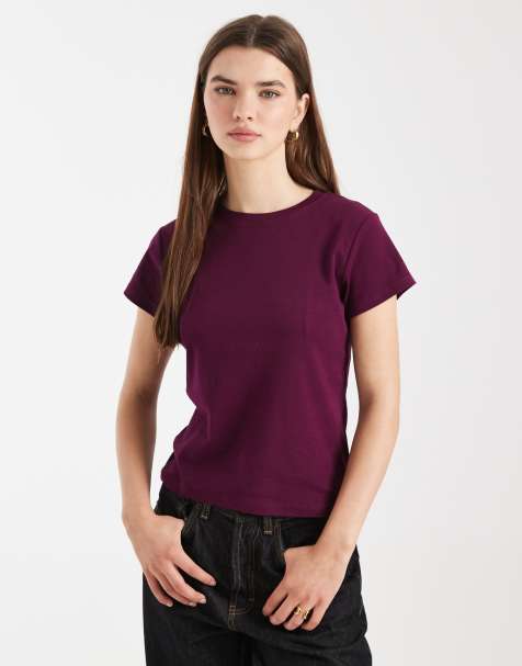Cotton On – Jagodowy przylegający T-shirt w stylu lat 90 - view 1