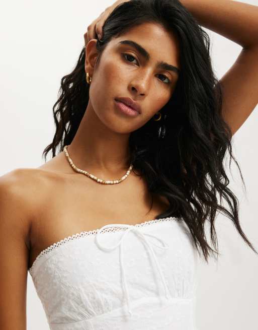 white christmas dresses LILLY WHITE COTTON MIDI DRESS – DISSH main image 0