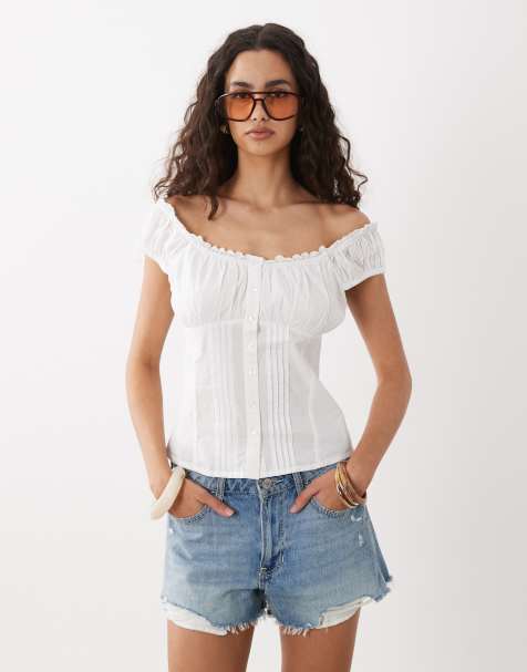 Cotton On jamie off the shoulder top in white - view 1