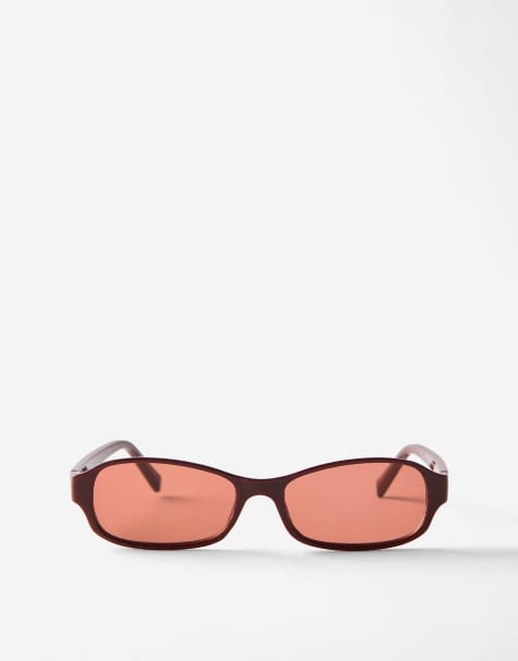 Cotton On Jamie slim wrap around sunglasses in burgundy - view 1