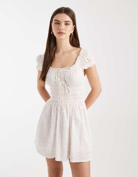 Cotton On jasmine short sleeve mini dress in kristen daisy peach - view 1