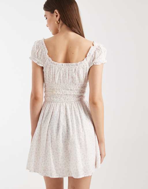 Cotton On Jasmine sleeved mini dress in Kristen Daisy peach, 4 of 4