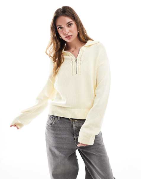 Cotton On half zip collared sweater in lemon icing