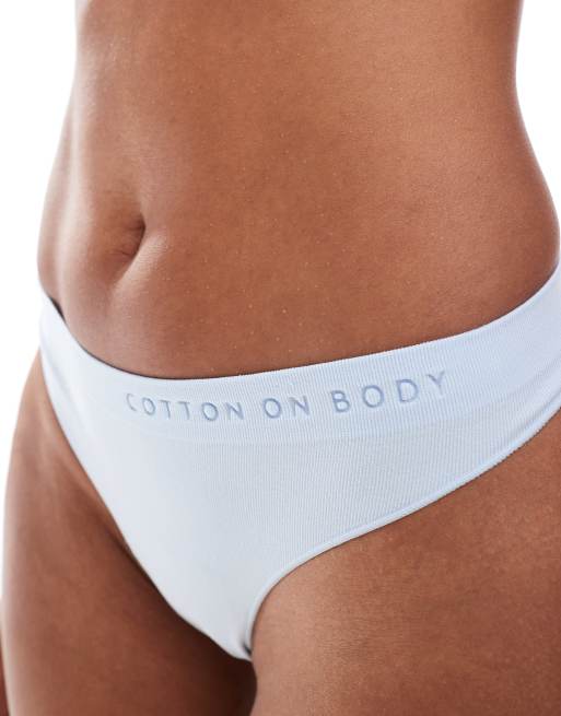 Cotton On – Jasnoniebieskie bezszwowe stringi z wysokimi wycięciami, 3 z 4