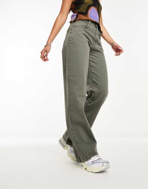 Cotton On - Jean droit ample - Vert fumé 