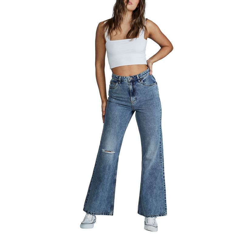 OpMSx Donna Cotton On - Jeans a zampa comodi lavaggio blu medio 